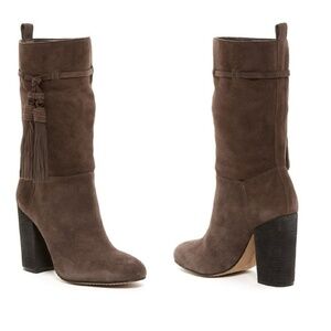 Vince Camuto Slouch Taupe Suede Leather Boots